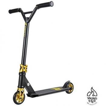 Patinete Acrobático Chilli 3000 | Scooter de Alto Rendimiento para Niños | Altura Total 70 cm | Ruedas de PU de 100 mm con Rodamientos ABEC 9 | Negro/Dorado