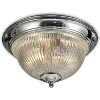 Lámpara de techo empotrada IP44 Macy cromo pulido 2 bombillas E14 15cm vidrio acanalado transparente