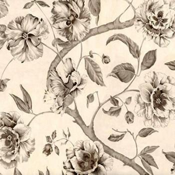 Equipo DRT Adagio - Papel pintado non-woven, diseño floral, color plata