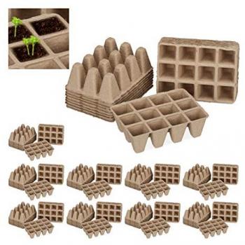 Kit Semillero 2040 Macetas Biodegradables Cuadradas de Celulosa, Altura 5 cm, Beige