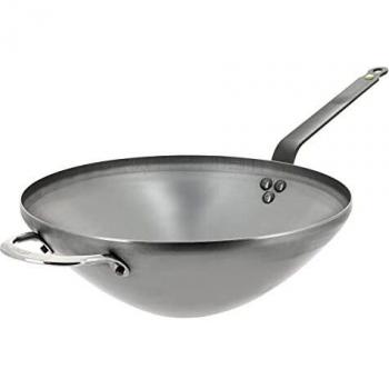 De Buyer 5618.32 - Wok mineral B con asa frente a la cola, Diámetro 32 cm