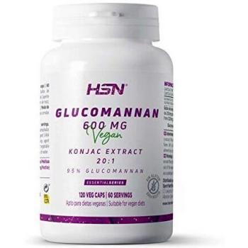 Glucomanano de HSN | 600mg | Extracto de Konjac 20:1 | Fuente de Fibra Soluble | Vegano, Sin Gluten, Sin Lactosa | 120 Cápsulas Vegetales