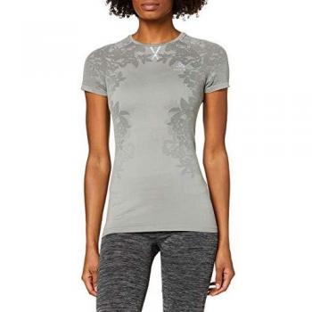 Odlo Bl Ceramicool Blackcom Camiseta Mangas Cortas, Mujer, Concrete Grey Silver Grey/Black, S