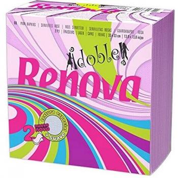 Renova - Servilletas Doble Rosa, 60 Servilletas de 2 Capas, Tamaño Estándar, color Rosa