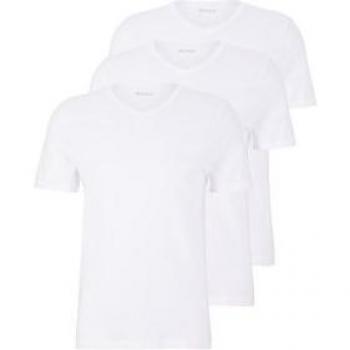 BOSS Pack de 3 camisetas para hombre en blanco - Set de camisetas clásicas de algodón con cuello en V