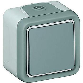 Pulsador NO Completo en Superficie IP55 Gris Legrand Plexo 10A
