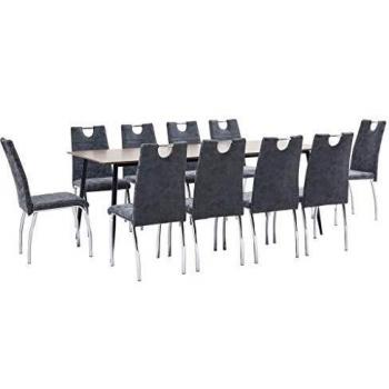 vidaXL Juego de Comedor 11 Piezas Cuero Sintético Mobiliario Decoración Interior Casa Hogar Robusto Duradero Resistente Funcional Práctico Útil Negro