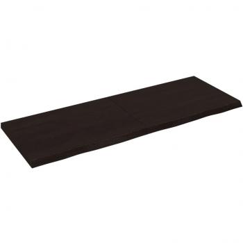 Estantería de Madera de Roble Macizo Tratado en Color Marrón Oscuro y Gris Oscuro, Dimensiones 140x50x(2-4) cm