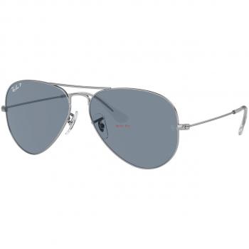Ray-Ban RB3025 Aviator Large Metal Polarized Sunglasses, Color: Silver (003/02), Unisex Pilot Style, Size: 58