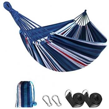 Anyoo Garden Cotton Hammock with Straps Accessories, Comfortable Fabric Hammock with Travel Bag for Outdoor/Indoor Balcony Patio Yard Beach Camping