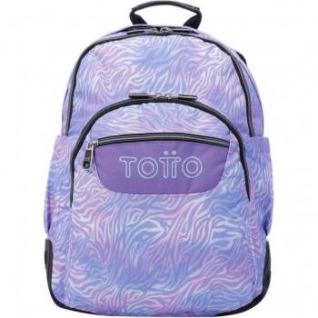 Mochila Escolar Totto Crayoles Morado Cebra