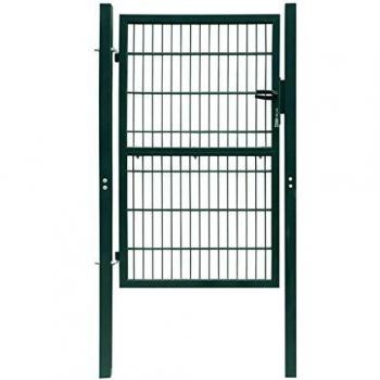 vidaXL 2D Metal Garden Fence Gate Yard Wire Mesh Single Door Green with Lock 106x170cm