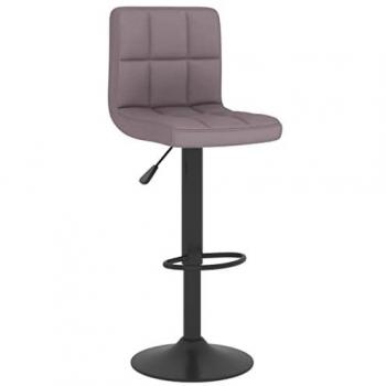 Taburete de cocina moderno ajustable de tela gris taupé con reposapiés y diseño bistró
