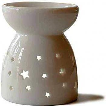 HwaGui Quemador de Aceite Esencial de Cerámica para Aromaterapia Diseño de Estrella Hueca, Blanco