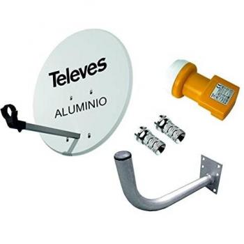 Kit Antena PARABOLICA para Astra TELEVES 83cm Aluminio + Soporte A Pared + CONECTOES Y LNB