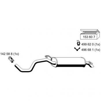 Silenciador trasero ERNST 153010 para VW Golf IV y New Beetle, compatible con modelos 1J1, 9C1 y 1C1