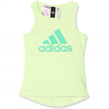 adidas YG Logo Tank Camiseta sin mangas, Niñas, Blanco/Turquesa, 152