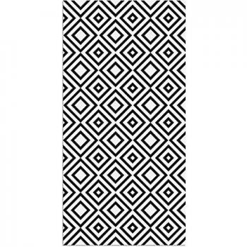 Alfombra Vinílica, Cuadriláteros, 140 x 70 x 0.2 cm, Color Negro y Blanco, ALV-029