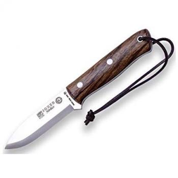 Cuchillo Deportivo de Caza Joker Nórdico CN119, Mango de Madera Nogal, Hoja de 10 cm, Funda de Cuero Marrón, Ideal para Pesca, Camping y Senderismo