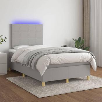 Colchón box spring de muelles y tela LED gris claro 120x200 cm