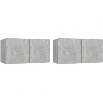 Estante multimedia para TV colgante en gris, 2 piezas, 60 x 30 x 30 cm