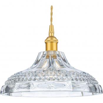 Lámpara colgante Wilshire oro satinado con cristal decorativo 1 bombilla 17cm
