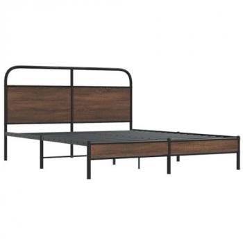 Estructura de cama sin colchón 150x200 cm madera compuesta color roble marrón