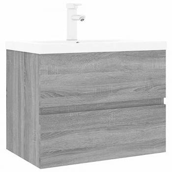 Mueble de baño con lavabo integrado de madera contrachapada gris Sonoma