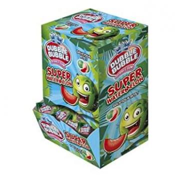 Chicles Dubble Bubble Sabor Sandía con Relleno Ácido - Caja de 200 Unidades 980g