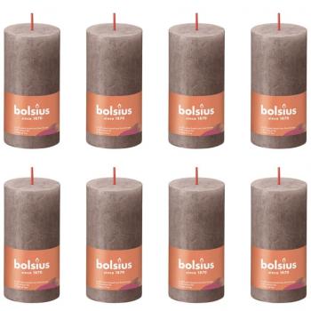 Bolsius Velas Rústicas Shine 8 Piezas 100x50mm Color Gris Pardo