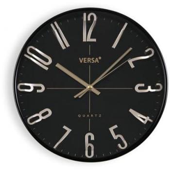 Reloj de Pared Versa Negro Dorado Plástico Cuarzo 30 cm x 4,3 cm x 30 cm
