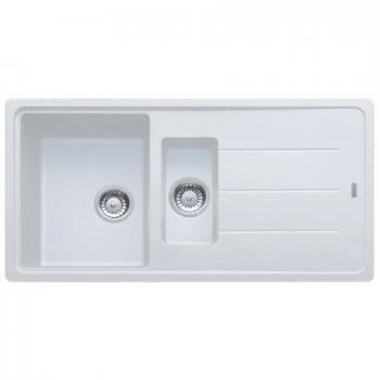 Fregadero Franke Basis BFG 651 97x50cm con recogedor de salsa y escurridor reversible, Fragranit +, Blanco