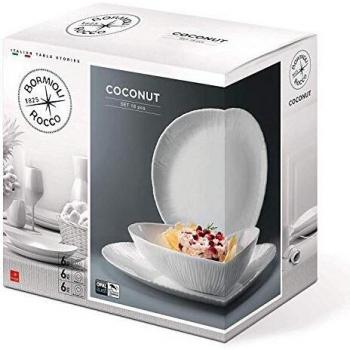 Rocco Bormioli Coconut - Vajilla de 18 Piezas, Color Blanco
