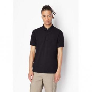 Armani Exchange Classic Black Cotton Polo Shirt for Men - Short Sleeve, Size XS