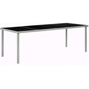 vidaXL Mesa de Comedor de Jardín Acero Mobiliario Balcón Terraza Casa Terraza Exteriores Patios Balcones Aire Libre Bricolaje Accesorios Hogar Negra