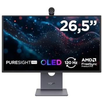 Monitor Lenovo Yoga Pro 27UD-10 26.5 QD-OLED 4K UHD 120Hz HDR con Altavoces y USB-C en Negro Eclipse