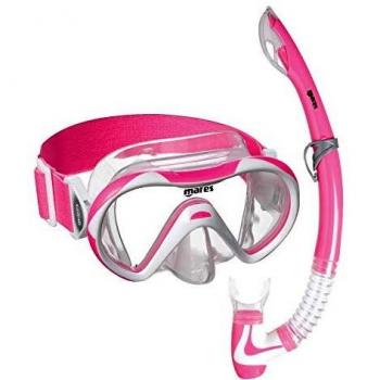 Mares 411789 411789-Kit Mascara y Tubo Snorkel Buceo Vento Neon Color Ro/Bl/TR, Adultos Unisex, Infantil