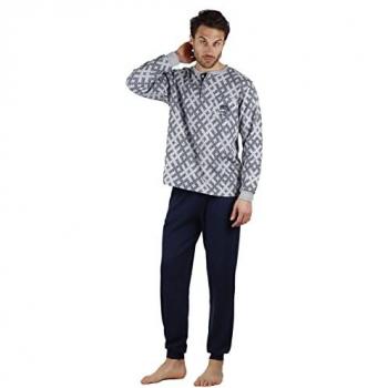 Pijama de Hombre Antonio Miro Jaquard Racing Gris Marino Manga Larga