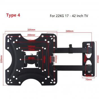 Soporte de Pared Universal para TV, Montaje Plano con Inclinación de 15 Grados para Monitores LCD LED de 14 a 26 / 42 Pulgadas