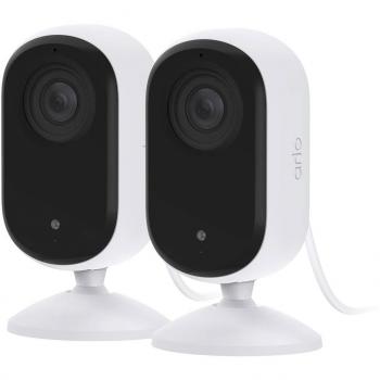 Cámara de Vigilancia Arlo Essential 2K Interior - Pack de 2 Cámaras con Visión Nocturna y Conectividad WiFi
