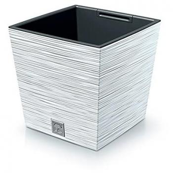Macetero FURU de Cemento con Depósito, 24x24x23.5 cm, Capacidad 7.5 Litros, Diseño Espectacular, Color Blanco
