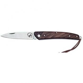Navaja Salamandra de Nogal con Pañuelo Desenfunda - Longitud Total 17,5 cm, Mango 10 cm, Hoja 7,5 cm, Peso 60 g