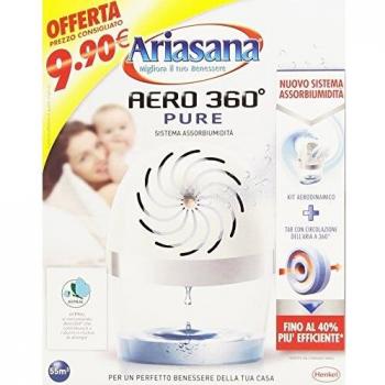 Deshumidificador Ariasana Aero 360° Pure Kit con Recambio Antihumedad y Absorción de Olores 450g