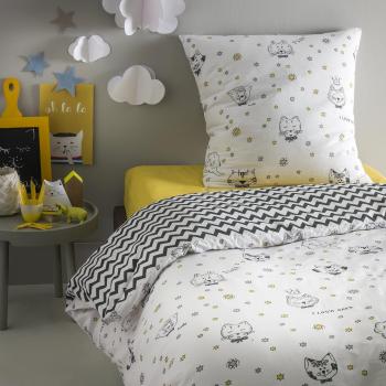 DORAN SOU Zadig Amarillo juego de cama 3 piezas: funda de edredón 140X200 cm + bajera ajustable 90X190 cm; 1 funda de almohada 63X63 cm - Calidad Superior 100 % algodón