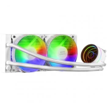 Mars Gaming MLONE240W Kit de Refrigeración Líquida 240mm Blanco con Iluminación FRGB, TDP 400W, para Procesadores Intel y AMD