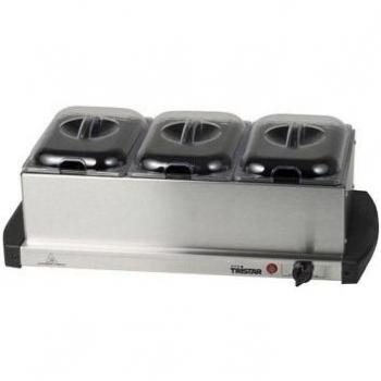 Tristar BP-2979 - Calentador de Alimentos con Tres Compartimentos en Acero Inoxidable, 200W, Capacidad 1.5L por Compartimento, Color Negro