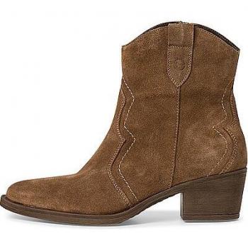 Bota Tejana Tamaris de Ante Marrón con Tacón Medio para Mujer - Talla 40