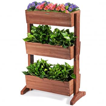 Estante para Plantas de Madera con 3 Niveles, Macetas Desmontables, Regulable para Interior y Exterior, Diseño en Escalera, Color Marrón, Dimensiones 71 x 38 x 105 cm