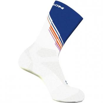 Calcetines Deportivos Salomon Galaxy Pulse Blanco/Azul, diseño ligero y transpirable, tecnología de compresión para soporte, costuras planas para mayor comodidad, ideal para actividades deportivas
