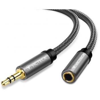 Cable Audio alargador extensión, Victeck Nylon Trenzado Jack Audio Estéreo 3,5 mm Macho a Hembra para Coche Altavoces Auriculares iPhone iPad iPod Samsung MP3 Player